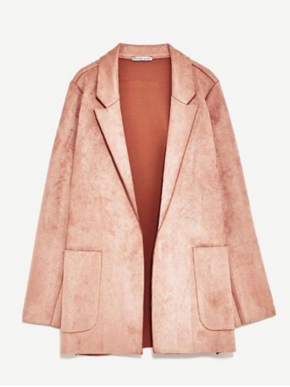 Zara Blush Pink Suede Open-Front Blazer